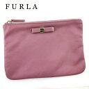 【スプリングセール】 【中古】 フルラ ポーチ 化粧ポーチ レディース リボン パープル ゴールド レザー FURLA T20088