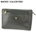 【スプリングセール】 【中古】 マリオ ヴァレンティノ クラッチバッグ セカンドバッグ バッグ レディース メンズ Vマーク ブラック ゴールド シルバー レザ...
