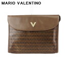 【ウィンターSALE 30%OFF】マリオ ヴァレンティノ クラッチバッグ セカンドバッグ バッグ レディース メンズ Vマーク ブラウン シルバー ゴールド PVC×レザー MARIO VALENTINO T20137 【中古】