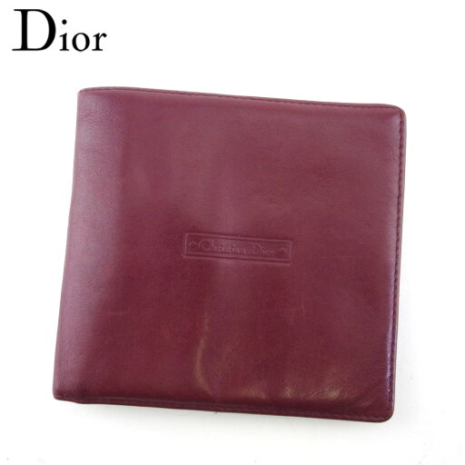 【楽天スーパーSALE40%OFF】ディオール 二つ折り 財布 ミニ財布 レディース メンズ ロゴ ボルドー レザー Dior T20195 【中古】 【楽天スーパーSALE40%OFF】ディオール 二つ折り 財布 ミニ財布 レディース メンズ ロゴ ボルドー レザー Dior T20195 【中古】