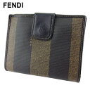 【スプリングセール】 【中古】 フェンディ Wホック 財布 二つ折り ミニ財布 レディース メンズ ペカン ブラック ベージュ PVC×レザー FENDI T20362(4)