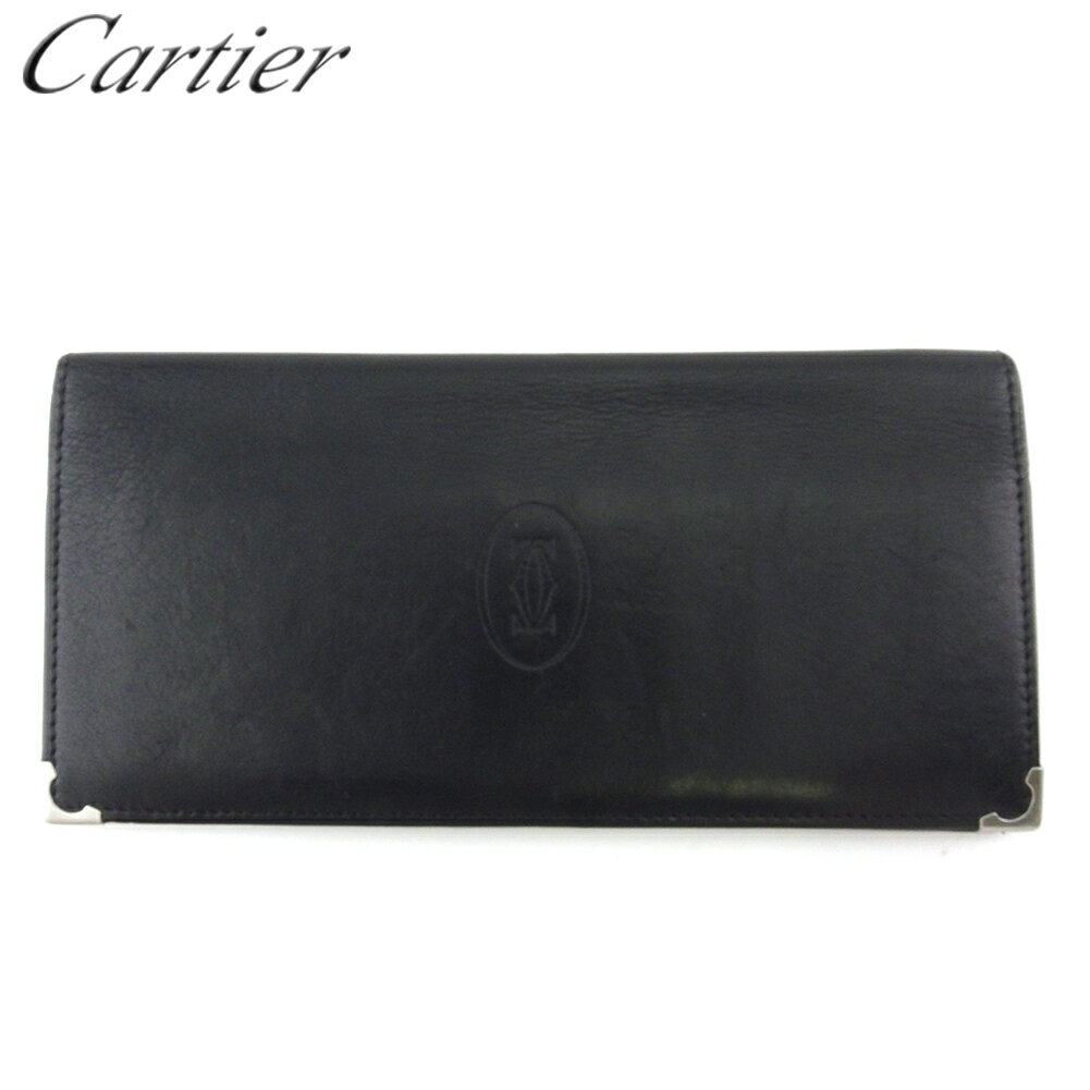 【スプリングセール30％OFF】 【中古】 カルティエ 長札入れ 札入れ メンズ カボション ブラック シルバー ボルドー レザー Cartier T20378