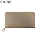 【スプリングセール】 【中古】 セリーヌ 長財布 ラウンドファスナー 財布 レディース メンズ ラージ ジップドマルチファンクション ロゴ グレー 灰色 ベージュ レッド レザー CELINE T20663(4)