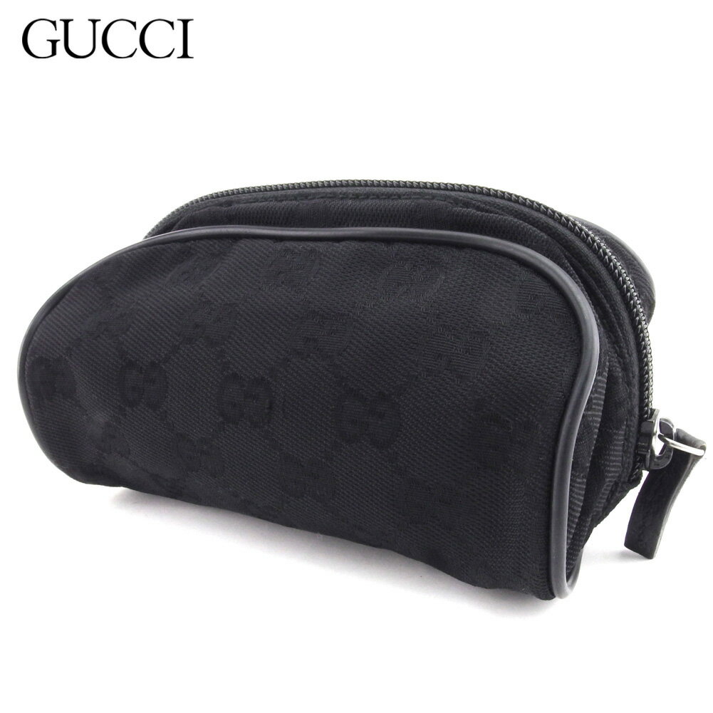 【スプリングセール30％OFF】 【中古】 グッチ ポーチ 化粧ポーチ レディース メンズ GGキャンバス ブラック キャンバス GUCCI T20783