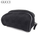 【春の大感謝祭 30％OFF】 【中古】 グッチ ポーチ 化粧ポーチ レディース メンズ GGキャンバス ブラック キャンバス GUCCI T20783