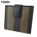 【スプリングセール】 【中古】 フェンディ Wホック 財布 二つ折り ミニ財布 レディース メンズ ペカン ブラック ベージュ PVC×レザー FENDI T2...