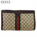 【スプリングセール】 【中古】 グッチ クラッチバッグ セカンドバッグ レディース メンズ シェリーライン オールドグッチ GGプラス ベージュ ブラウン グリ...