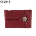 【スプリングセール】 【中古】 セリーヌ ポーチ 化粧ポーチ レディース レッド レザー CELINE T21049