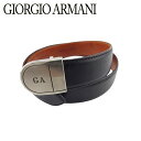 【スプリングセール】【中古】 ジョルジオアルマーニ ベルト ベルト ブラック レザー×シルバー金具 GIORGIO ARMANI T22705