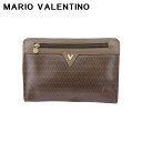 【スプリングセール】 【中古】 マリオヴァレンチノ クラッチバッグ セカンドバッグ メンズ可 Vマーク ブラウンベージュゴールド PVC×レザー H938(4)