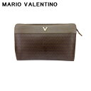 【スプリングセール】【中古】 マリオ ヴァレンティノ クラッチバッグ セカンド バッグ レディース メンズ ヴィンテージ Vマーク ブラウン ゴールド シルバー...