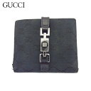 【スプリングセール】【中古】 グッチ Wホック 財布 カードケースウォレット ジャッキー GG柄 ブラック×グレー×シルバー GGキャンバス×レザー GUCCI...
