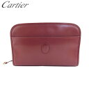 【スプリングセール】【中古】 カルティエ クラッチバッグ ポーチ マストライン ボルドー×ゴールド レザー Cartier T23721