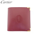 【スプリングセール】【中古】 カルティエ 二つ折り 財布 ウォレット マストライン ボルドー×ゴールド レザー Cartier T23745