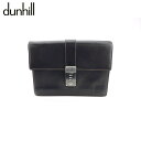 【スプリングセール】【中古】 ダンヒル クラッチバッグ セカンドバッグ ブラック レザー×シルバー素材 dunhill T23836