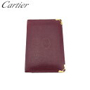 【スプリングセール】【中古】 カルティエ 定期入れ パスケース マストライン ボルドー レザー×ゴールド素材 Cartier T23863