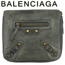 【中古】 バレンシアガ ラウンドファスナー 財布 二つ折り 財布 アントラシッドダークグレー ヴィンテージ調カーフレザー BALENCIAGA L4491