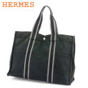 【中古】 エルメス トートバッグ ハンドバッグ トートGM フールトゥ ブラック グレー 灰色 シルバー コットンキャンバスHERMES レディース プレゼント 贈り物 1点物 人気 良品 ブランド 迅速発送 オシャレ 大人 在庫処分 ファッション 【送料無料】 D2046 .