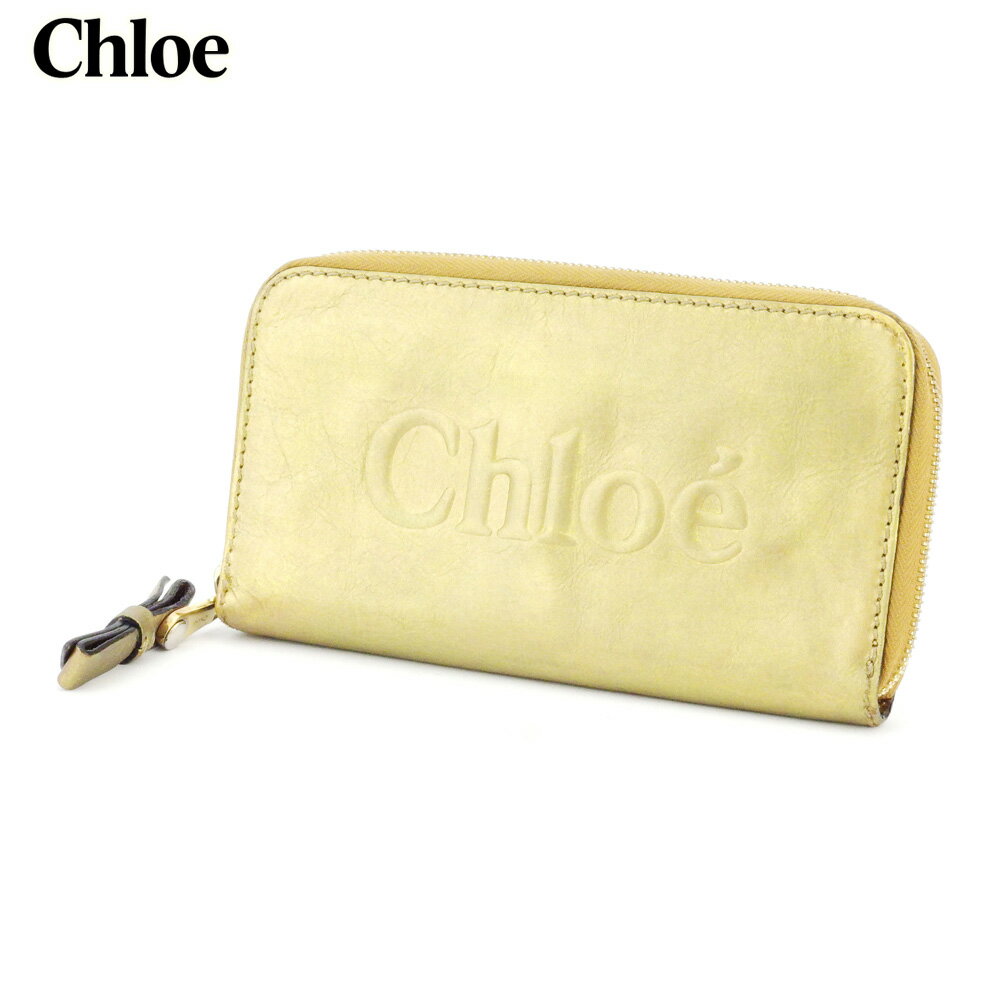 【スプリングセール30％OFF】クロエ 長財布 ラウンドファスナー 財布 シャドウ ゴールド シルバー レザー Chloe 【クロエ】 D2062S 【中古】