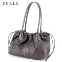 【春の大感謝祭 30％OFF】フルラ トートバッグ トート ショルダーバッグ プレートタグ付き ブラウン ゴールド レザー FURLA 【フルラ】 D2083S 【中古】