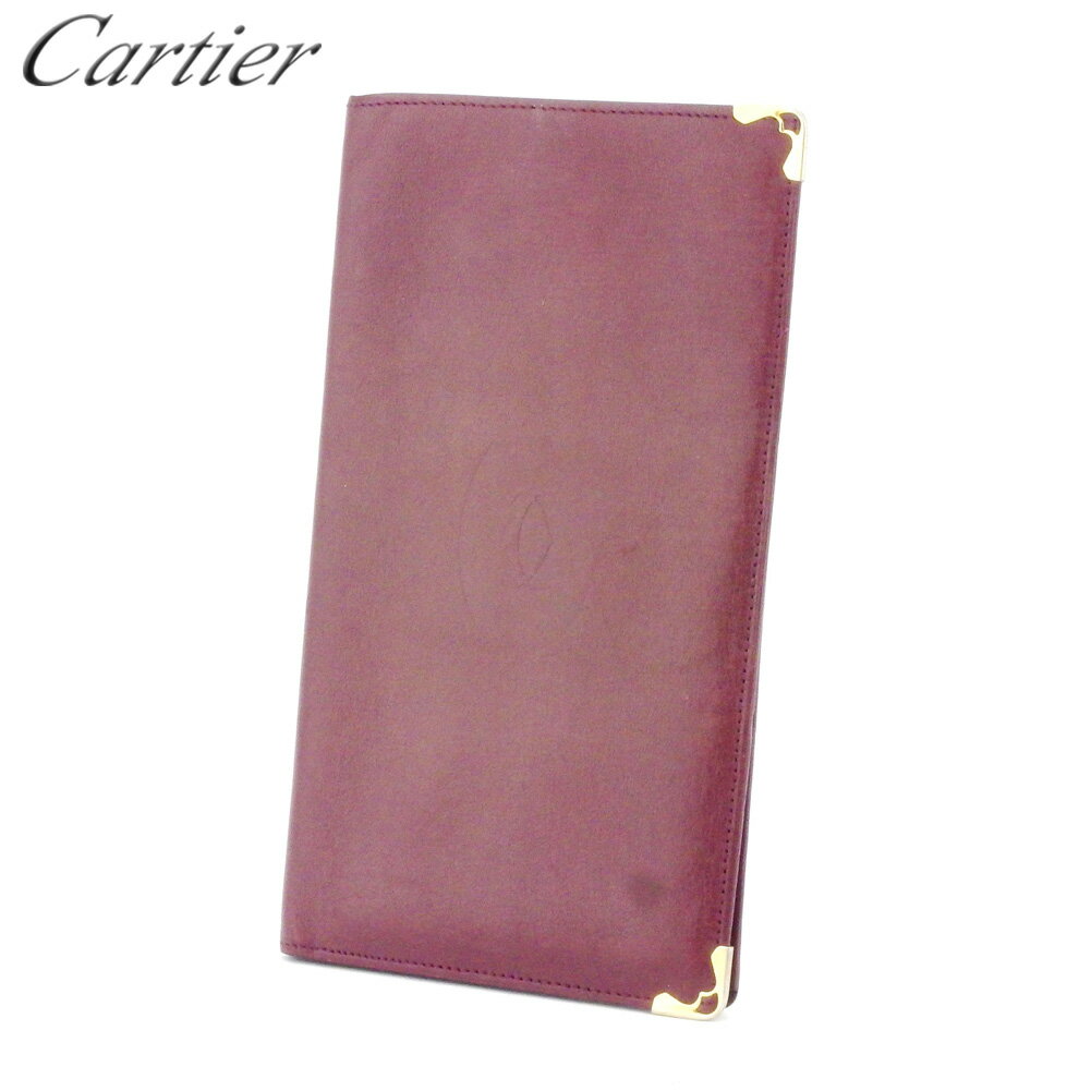 【スプリングセール30％OFF】カルティエ 長札入れ 札入れ マストライン ボルドー ゴールド レザーCartier レディース プレゼント 贈り物 オシャレ 大人 ファッション 【カルティエ】 D2112 【中古】