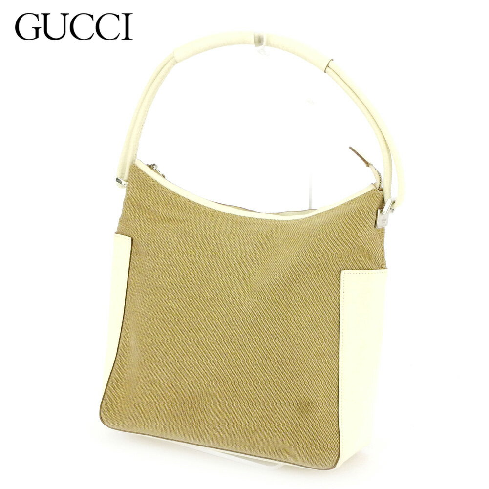 【スプリングセール30％OFF】グッチ ハンドバッグ バッグ 異素材コンビ ブラウン ベージュ シルバー キャンバス×レザー GUCCI 【グッチ】 T9915S 【中古】