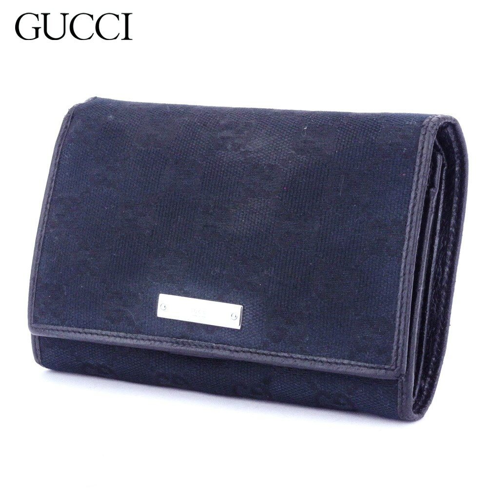 【スプリングセール30％OFF】グッチ L字ファスナー 財布 中長財布 GGキャンバス ブラック シルバー キャンバス×レザー GUCCI ファスナー財布 財布 サイフ 収納 財布 ユニセックス 小物 【グッチ】 T9935 【中古】