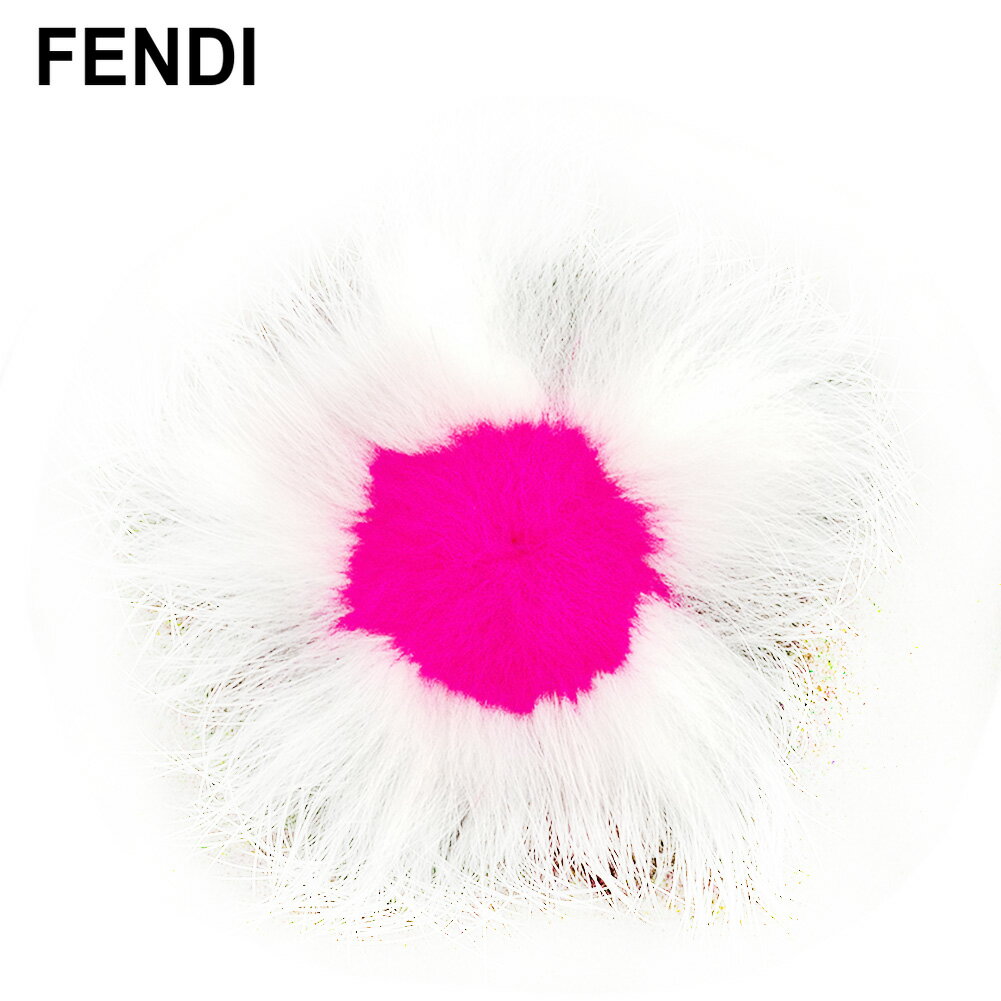 【ウィンターセール 30%OFF】フェンディ ブローチ コサージュ レディース ファー ピンク ホワイト 白 ファー×レザー FENDI 【フェンディ】 B1082 【中古】