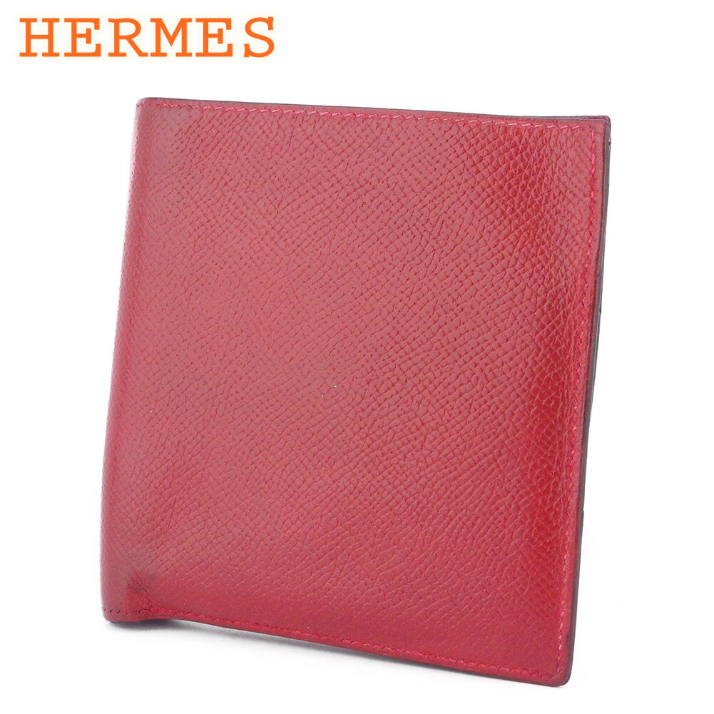 【スプリングセール30％OFF】エルメス 二つ折り 財布 レディース メンズ レッド レザー HERMES 【エルメス】 T9946S 【中古】