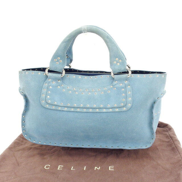 【スプリングセール30％OFF】セリーヌ ハンドバッグ ブギーバッグ スタッズ付き ブルー×シルバー CELINE バック 手持ちバッグ ファッション バッグ 収納 【セリーヌ】 D1399 【中古】