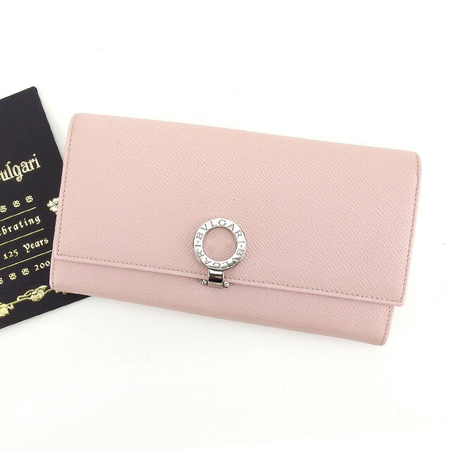 【スプリングセール30％OFF】ブルガリ 長財布 ファスナー付き長財布 ピンク BVLGARI 【ブルガリ】 D1374S 【中古】