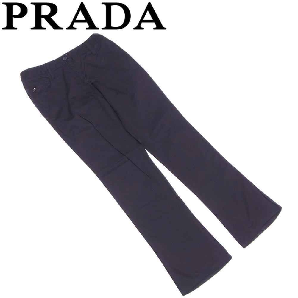 【スプリングセール30％OFF】プラダ パンツ ボトムス ♯42サイズ ブーツカット ブラック 綿 コットン PRADA 【プラダ】 E1456S 【中古】