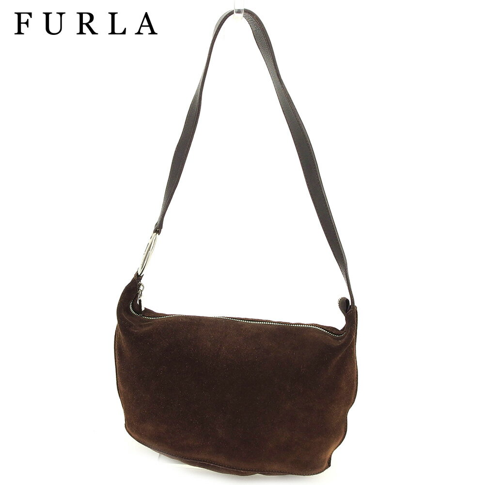 【スプリングセール30％OFF】フルラ ショルダーバッグ ワンショルダー バッグ ロゴ ブラウン シルバー スエード×レザー FURLA バッグ バック 肩掛け 収納 バッグ 【フルラ】 L2826 【中古】