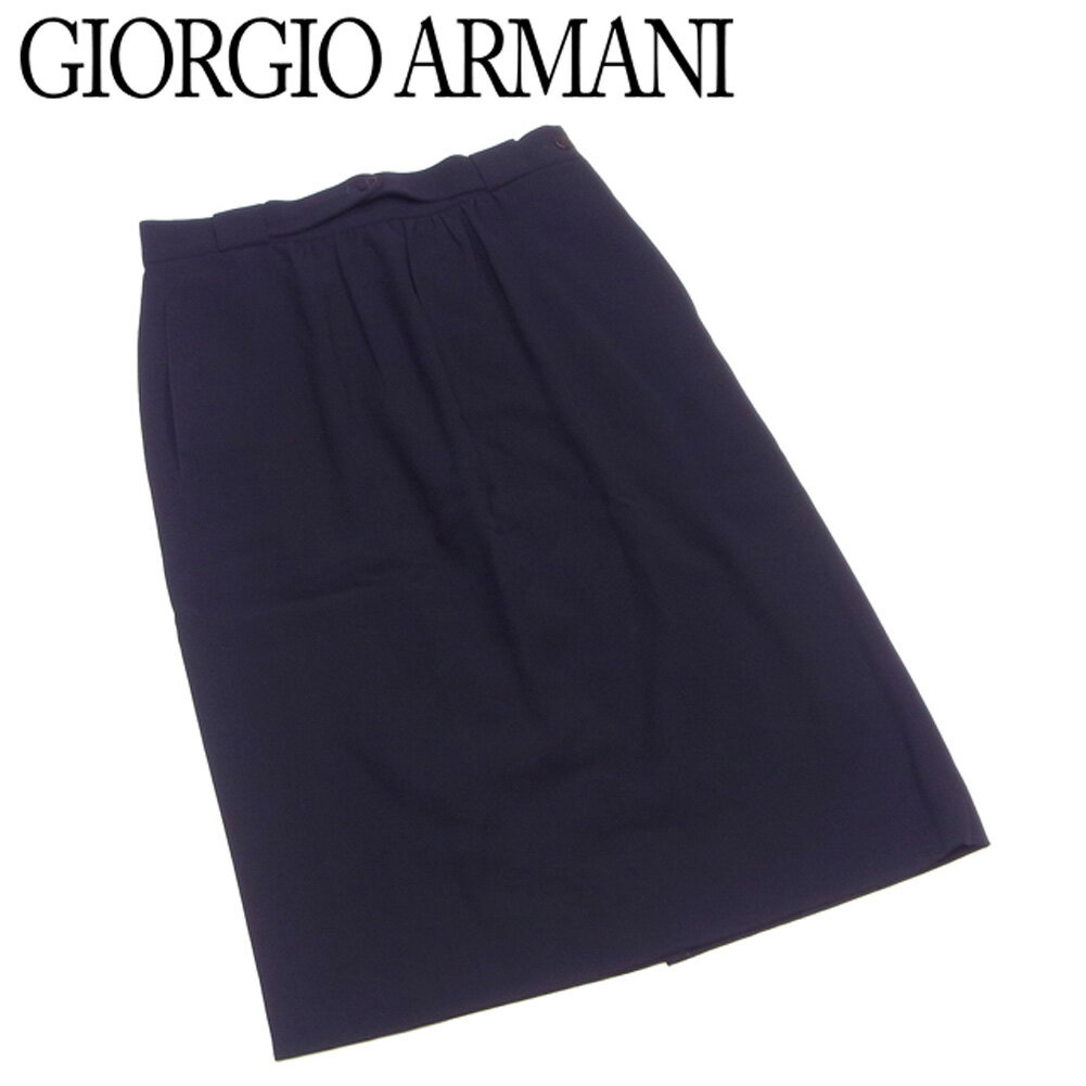 【ウィンターSALE 30%OFF】ジョルジオ アルマーニ スカート ロング ボトムス ♯40サイズ セミフレアー ブラック 毛 ウールGIORGIO ARMANI レディース プレゼント 贈り物 オシャレ 大人 ファッション 【ジョルジオ アルマーニ】 L2913 【中古】