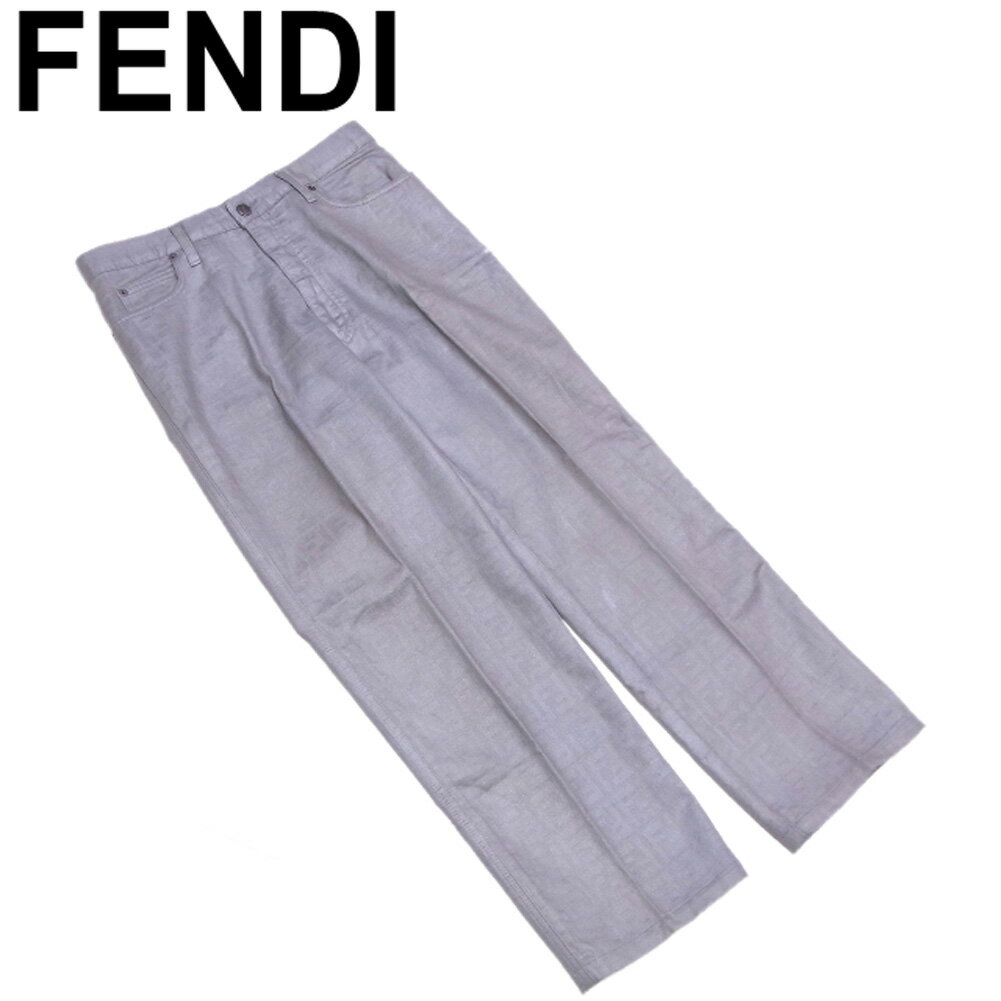 【スプリングセール30％OFF】フェンディ パンツ センタープレス ボトムス ♯Inch29サイズ ズッカ グレー 灰色 コットン 綿 FENDI 【フェンディ】 E1651S 【中古】