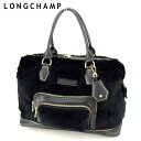 【スプリングセール】ロンシャン トートバッグ トート ハンドバッグ ファーコンビ ブラック ゴールド ファー×レザー LONGCHAMP 【ロンシャン】 T96...