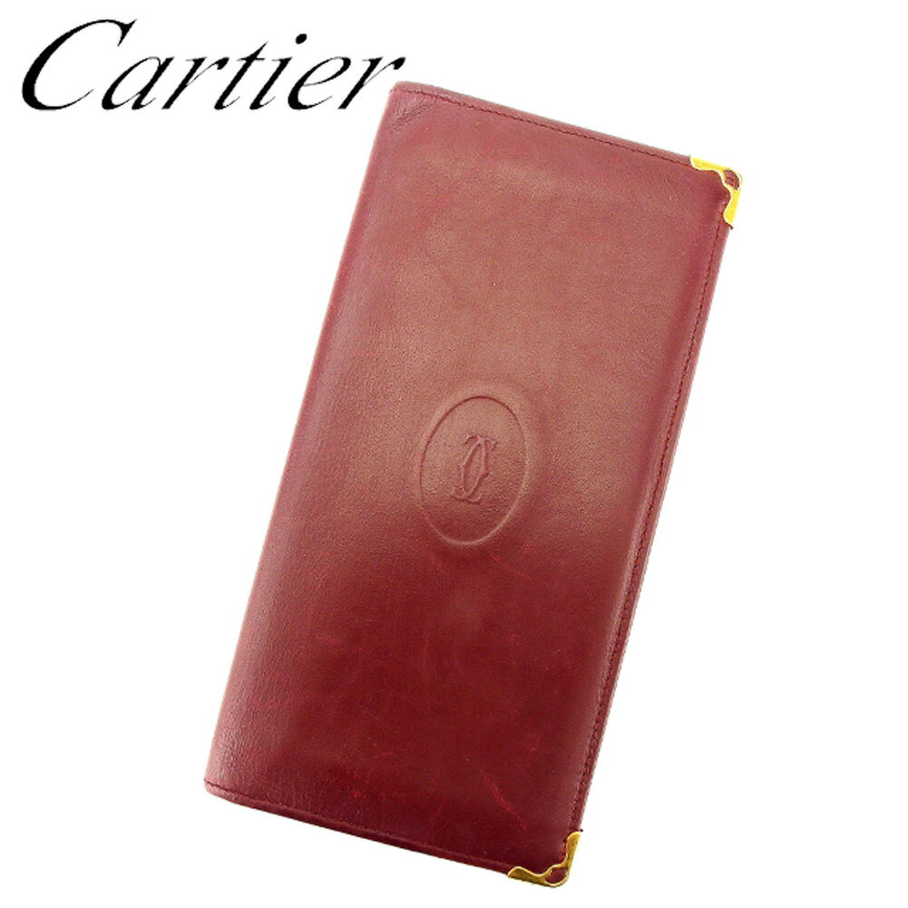 【スプリングセール30％OFF】カルティエ 長札入れ 札入れ マストライン ボルドー ゴールド レザーCartier レディース プレゼント 贈り物 オシャレ 大人 ファッション 【カルティエ】 C3251 【中古】