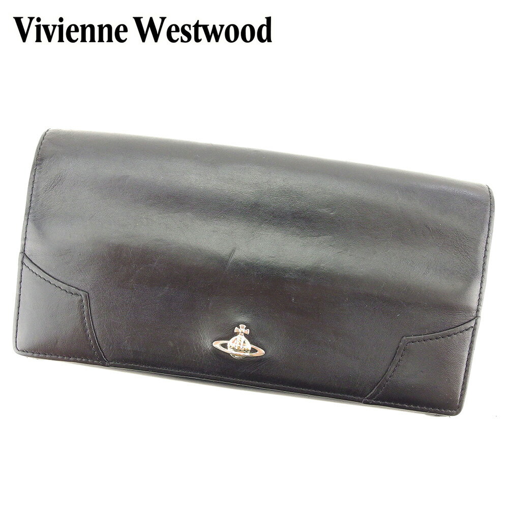 【中古】 ヴィヴィアン ウエストウッド 長財布 がま口 財布 オーブ ブラック シルバー系 レザーVivienne Westwood レディース プレゼント 贈り物 1点物 人気 良品 春 ブランド 迅速発送 オシャレ 大人 在庫処分 ファッション 【送料無料】 H586 .