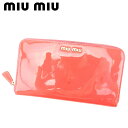 【スプリングセール】ミュウミュウ 長財布 ラウンドファスナー 財布 ロゴ ピンク ゴールド エナメルレザー miu miu 【ミュウミュウ】 I501S 【中古...