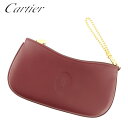 【スプリングセール】カルティエ ポーチ 小物入れ マストライン ボルドー ゴールド レザー Cartier 【カルティエ】 T7738S 【中古】