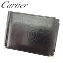 【春の大感謝祭 30％OFF】カルティエ 二つ折り 札入れ 二つ折り 財布 マストライン ブラック レザー Cartier 【カルティエ】 T8318S 【中古】