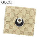 【春の大感謝祭 30％OFF】グッチ Wホック財布 二つ折り 財布 GG柄 ブラウン ベージュ キャンバス×レザー GUCCI 【グッチ】 T8337S 【中古】