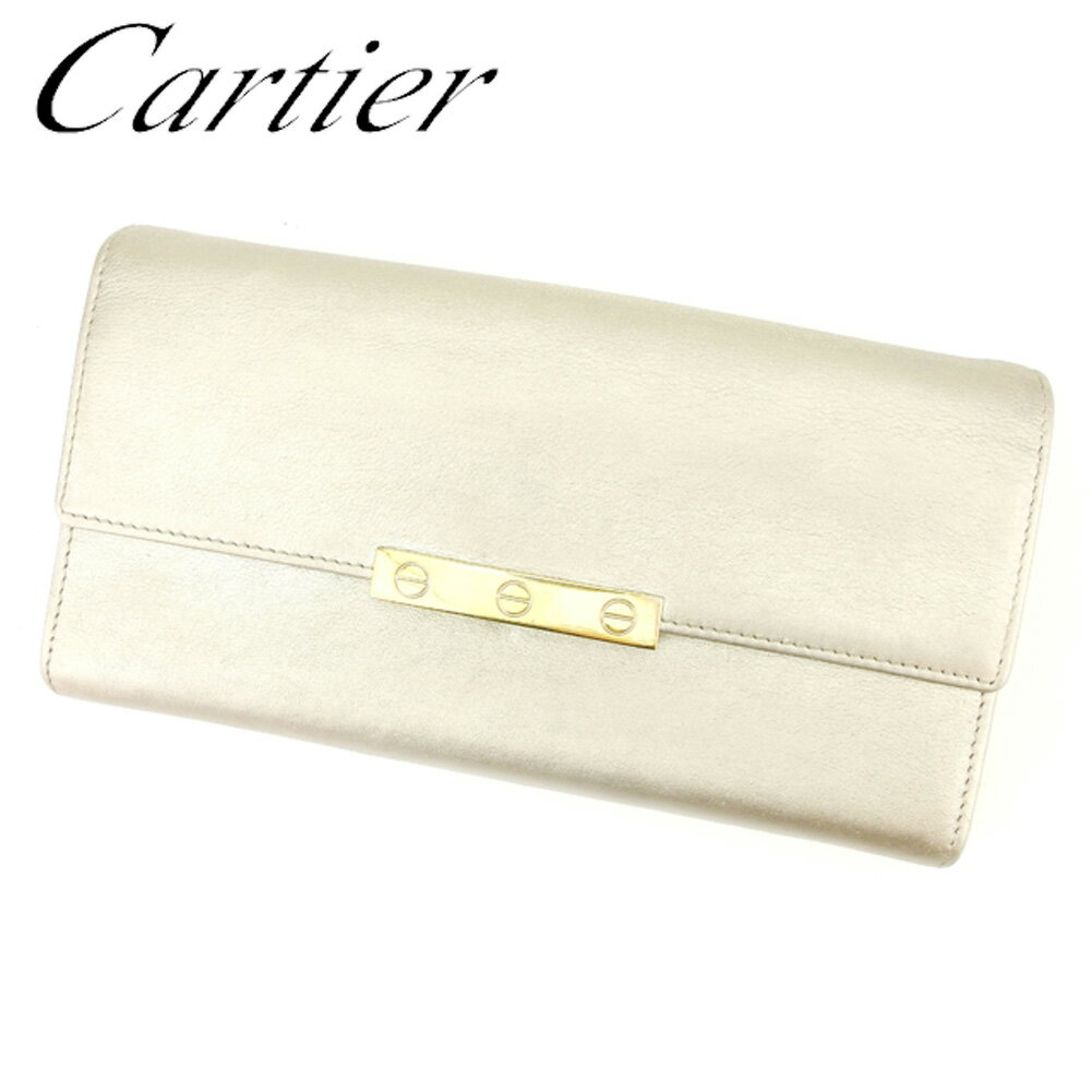 【スプリングセール30％OFF】カルティエ 長財布 ファスナー付き 長財布 ラブコレクション ゴールド レザー Cartier 長サイフ サイフ 収納 財布 ユニセックス 小物 【カルティエ】 E1299 【中古】