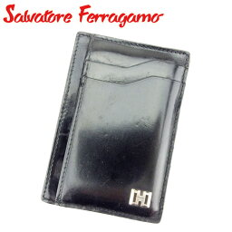 【ウィンターSALE 30%OFF】サルヴァトーレ フェラガモ カードケース カード パスケース ガンチーニ ブラック レザー Salvatore Ferragamo 【フェラガモ】 E1304S 【中古】