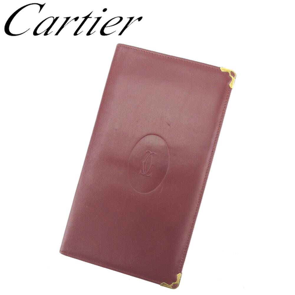 【スプリングセール】カルティエ 長札入れ 札入れ マストライン ボルドー ゴールド レザーCartier レディース プレゼント 贈り物 オシャレ 大人 ファッション 【カルティエ】 T15602 【中古】