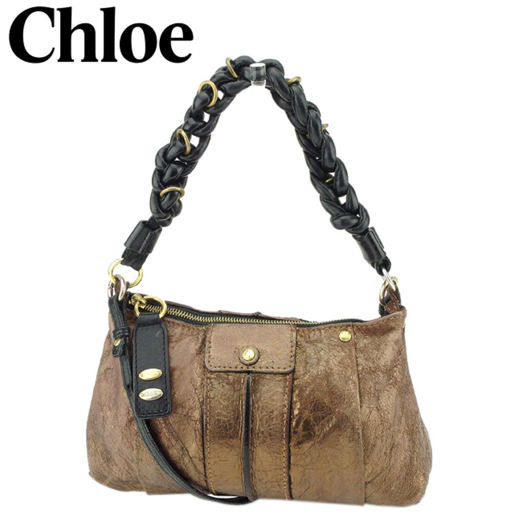 【スプリングセール30％OFF】クロエ ショルダーバッグ 2WAYショルダー ブラウン ブラック Chloe バッグ バック 肩掛け 収納 バッグ 【クロエ】 E1384 【中古】