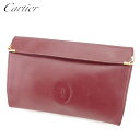 【スプリングセール】カルティエ ポーチ 化粧ポーチ マストライン ボルドー ゴールド レザー Cartier 【カルティエ】 T8639S 【中古】