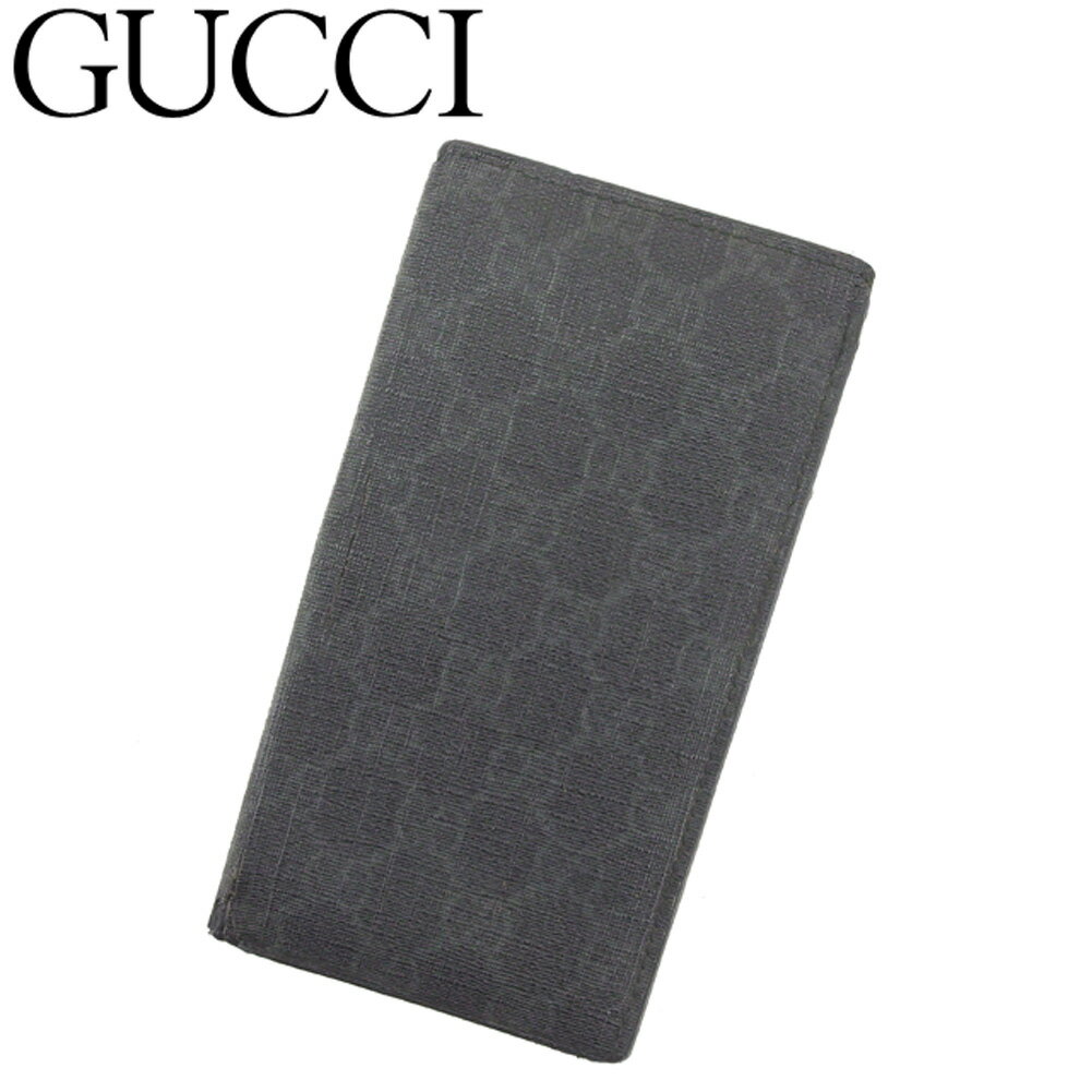 【スプリングセール30％OFF】グッチ 長札入れ 長財布 GG柄 ブラック PVC×レザー GUCCI 【グッチ】 T8940S 【中古】