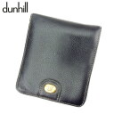 【春の大感謝祭 30％OFF】ダンヒル 二つ折り 財布 ロゴプレート ブラック レザー dunhill 二つ折りサイフ 財布 サイフ 収納 財布 ユニセックス 小物 【ダンヒル】 H639 【中古】