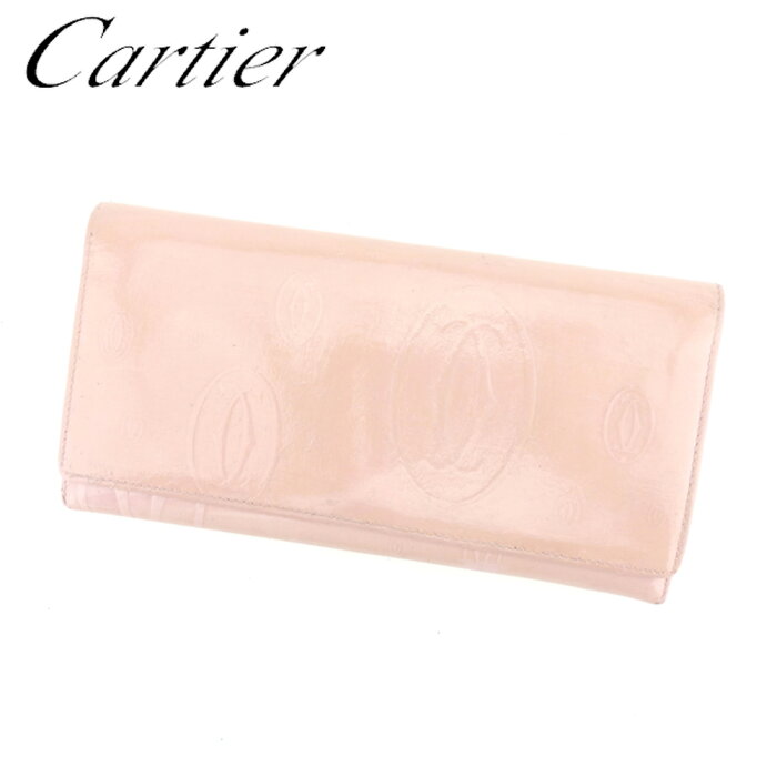 【2100円オフクーポン】 【中古】 カルティエ 長財布 ファスナー付き 長財布 ハッピーバースデー ピンク レザー Cartier 長サイフ サイフ 収納 財布 ユニセックス 小物 【カルティエ】 H657 ★